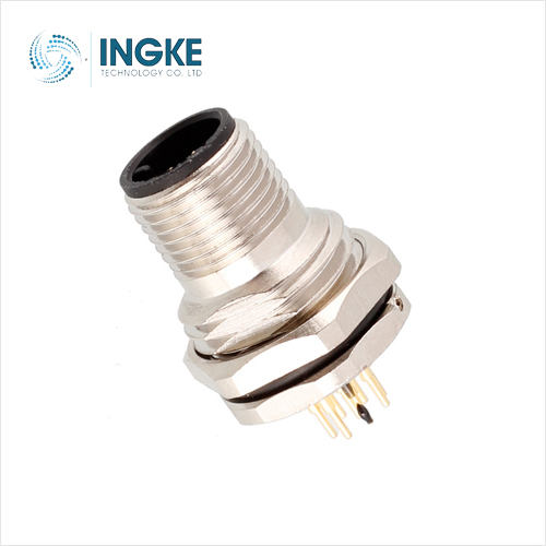 1542745 5 Position Circular Connector Plug Male Pins Solder Panel Mount Through Hole