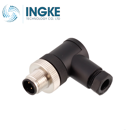 T4113001051-000 M12 Circular Connector Receptacle 5 Position Male Pins Screw Waterproof IP67 A-Code Right Angle
