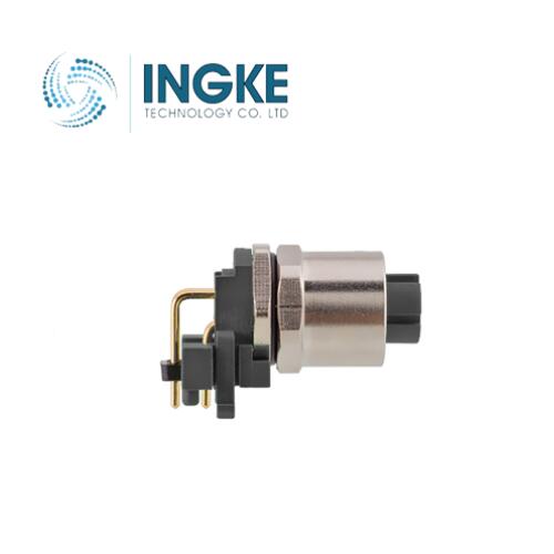 21033814440 M12 Circular Connector D-Code Plug Female Sockets 4 Position Panel Mount Right Angle INGKE