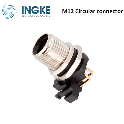 4-2172070-2 M12 Circular Connector Receptacle 5 Position Male Pins Panel Mount Waterproof IP68 A-Code