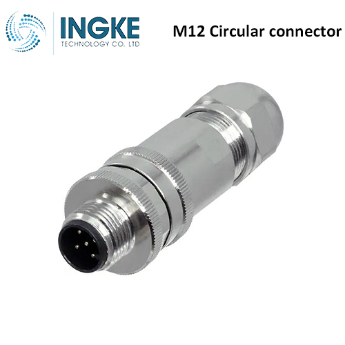T4111011051-000 M12 Circular Connector Receptacle 5 Position Male Pins Screw Waterproof IP67 A-Code