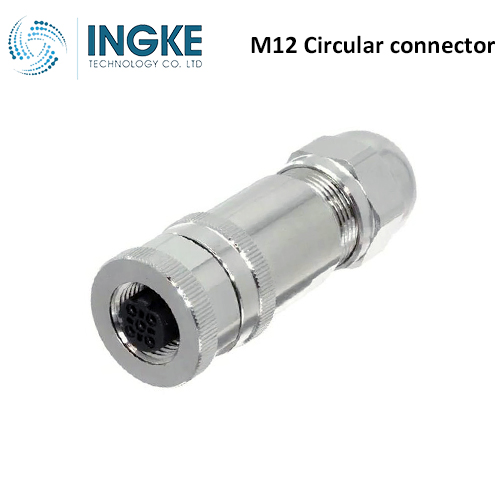T4110511051-000 M12 Circular Connector Plug 5 Position Female Sockets Screw IP67 Waterproof D-Code