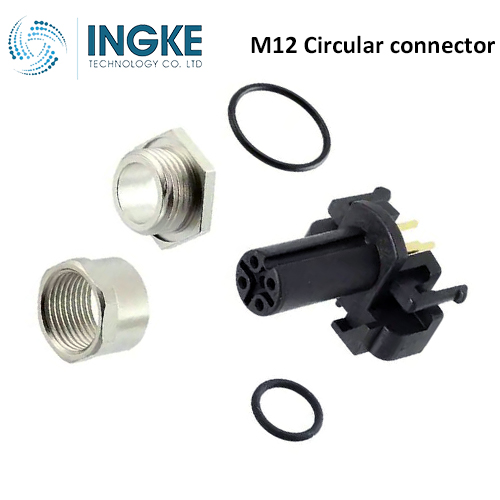 3-2172072-2 M12 Circular Connector Receptacle 4 Position Female Sockets Panel Mount IP67 Waterproof Right Angle A-Code