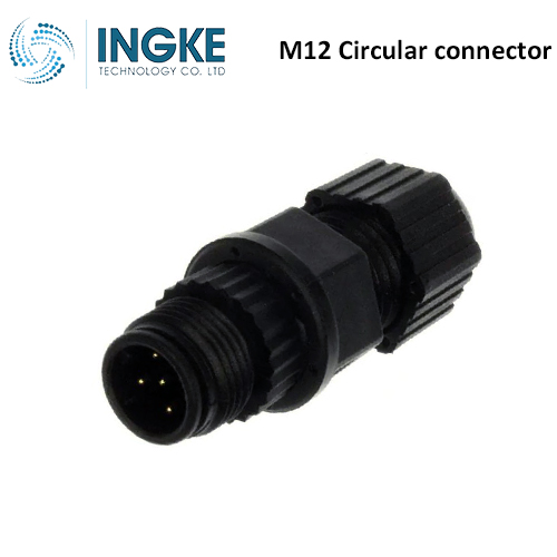 1838277-3 M12 Circular Connector Plug 5 Position Male Pins Solder Cup IP67 Waterproof