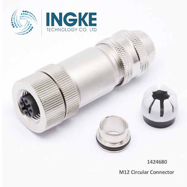 1424680 M12 Circular Connector 2 Position Receptacle Female Sockets Spring-Cage INGKE