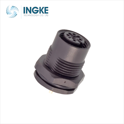 1551503 M12 4 Position Circular Connector Receptacle Female Sockets Solder IP67 - Dust Tight Waterproof