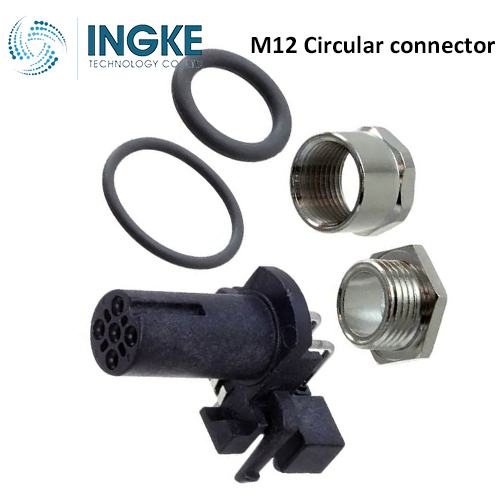 T4145515051-001 M12 Circular Connector Plug 5 Position Female Sockets Panel Mount IP67 D-Code Waterproof