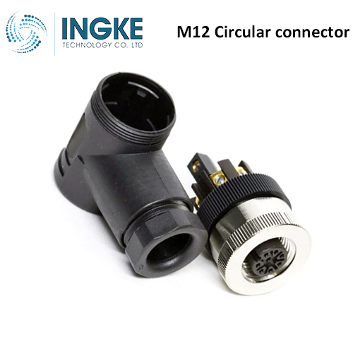 T4112002081-000 M12 Circular Connector Plug 8 Position Female Sockets Screw Right Angle IP67 Waterproof A-Code