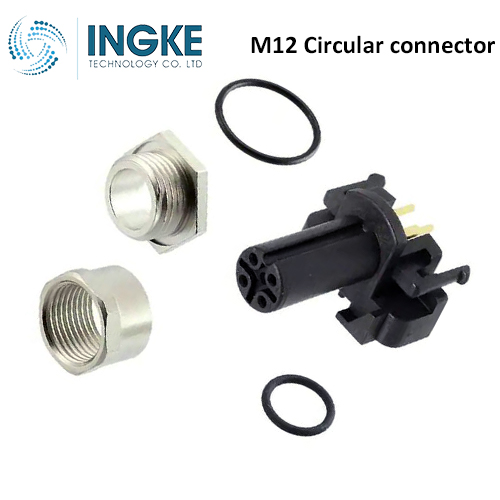 4-2172079-2 M12 Circular Connector Receptacle 5 Position Female Sockets Panel Mount IP68 Waterproof Right Angle A-Code