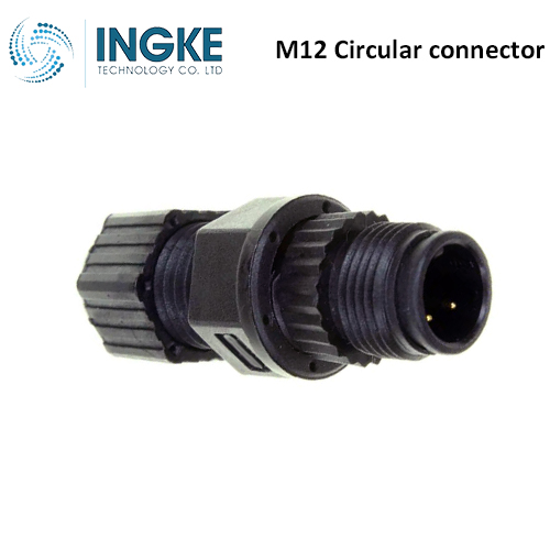 1838277-1 M12 Circular Connector Plug 3 Position Male Pins Panel Mount IP67 Waterproof