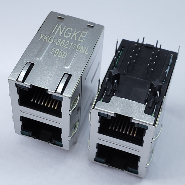 YKG-862119NL 2X1 Ports 10/100/1000Base-T RJ45 Modular Jack Gigabit Magnetic Connector