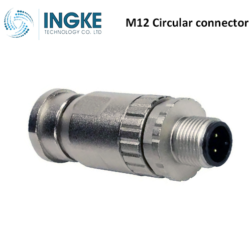 21033291401 M12 Circular Connector Receptacle 4 Position Male Pins Screw Waterproof IP67 A-Code