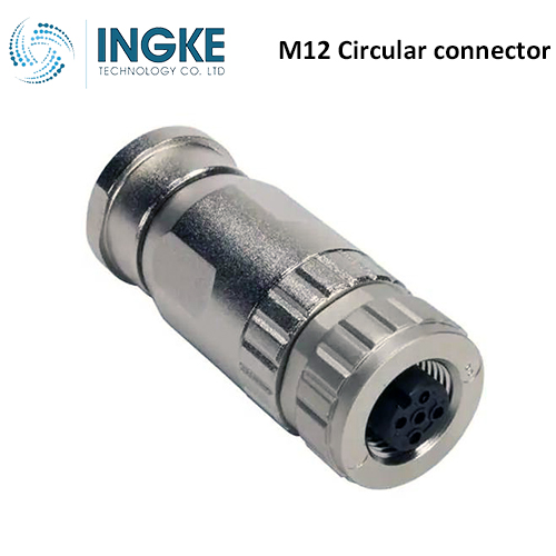 21033292401 M12 Circular Connector Plug 4 Position Female Sockets Screw IP67 Waterproof A-Code