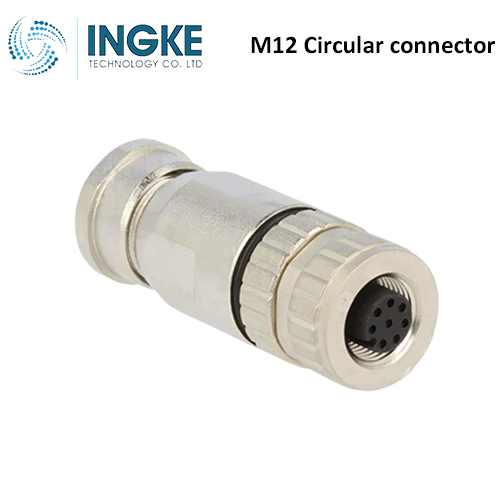 21033292801 M12 Circular Connector Plug 8 Position Female Sockets Screw Right Angle IP67 Waterproof A-Code