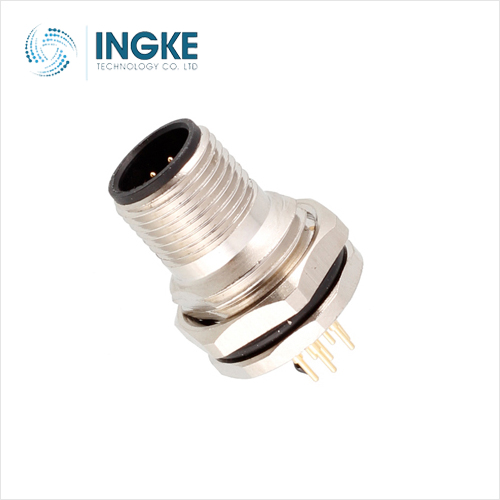 1553051 5 Position Circular Connector Plug Male Pins Solder Panel Mount Through Hole Bulkhead - Front Side Nut