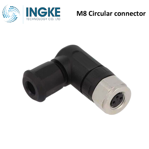 21023594301 M8 Circular Connector Plug 3 Position Female Sockets Screw Right Angle IP67 Waterproof A-Code