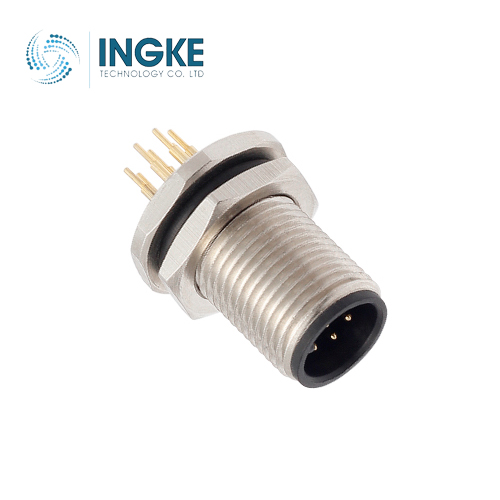 1553488 12 Position Circular Connector Plug Male Pins Solder Panel Mount Through Hole Bulkhead - Front Side Nut