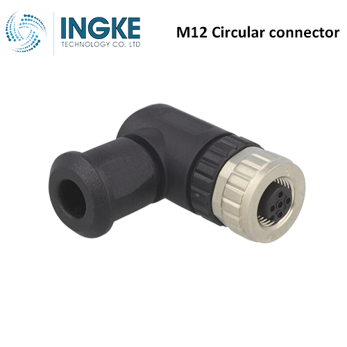 21033194501 M12 Circular Connector Plug 5 Position Female Sockets Screw Right Angle IP67 Waterproof A-Code