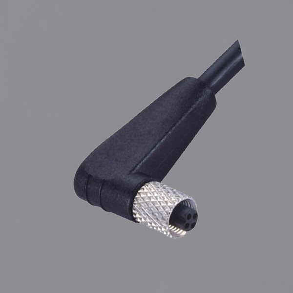 YKM5-OTB020xA M5 Waterproof Connector IP67 Female Right Angle Overmolded Cable Sensor Connector