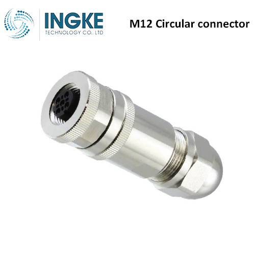T4110412041-000 M12 Circular Connector Plug 4 Position Female Sockets Screw IP67 Waterproof B-Code