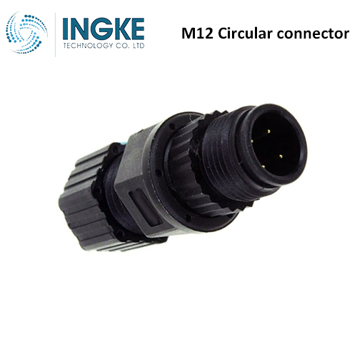 1838277-2 M12 Circular Connector Plug 4 Position Male Pins Solder Cup IP67 Waterproof