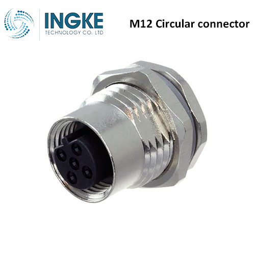 T4131412051-000 M12 Circular Connector Plug 5 Position Female Sockets Panel Mount IP67 B-Code Waterproof