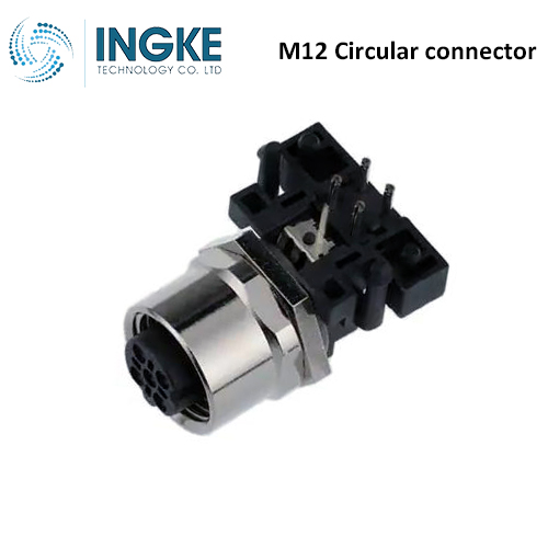 T4145535031-001 M12 Circular Connector Plug 3 Position Female Sockets Panel Mount IP67 D-Code Waterproof Right Angle