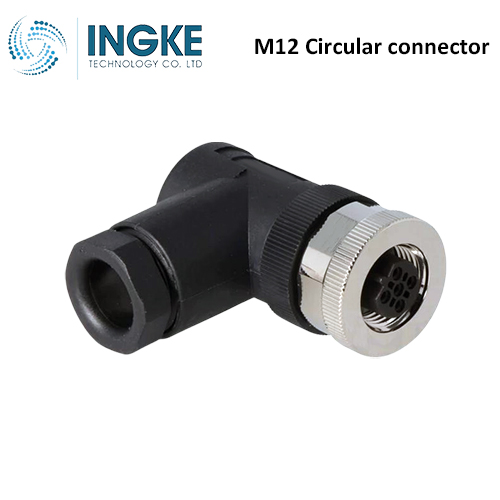 T4112402051-000 M12 Circular Connector Plug 5 Position Female Sockets Screw Right Angle IP67 Waterproof B-Code