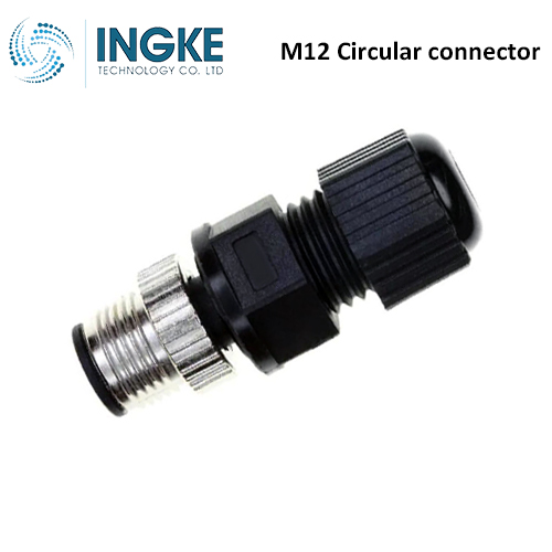1838275-3 M12 Circular Connector Plug 5 Position Male Pins Panel Mount IP67 Waterproof