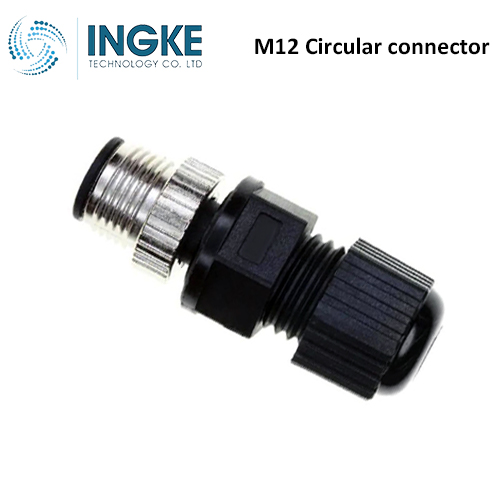 1838275-2 M12 Circular Connector Plug 4 Position Male Pins Panel Mount IP67 Waterproof