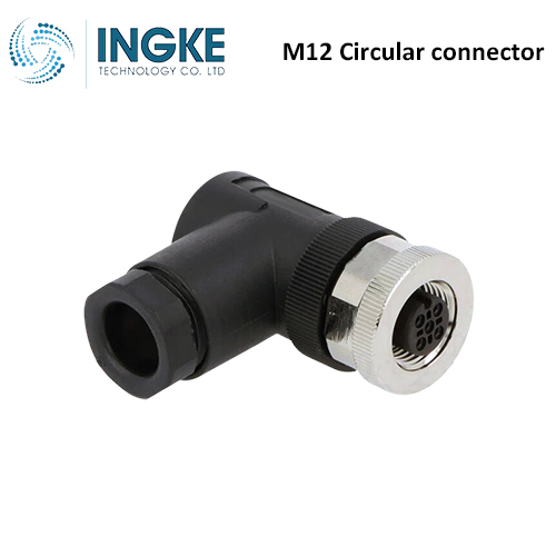 T4112002031-000 M12 Circular Connector Plug 3 Position Female Sockets Screw Right Angle IP67 Waterproof A-Code