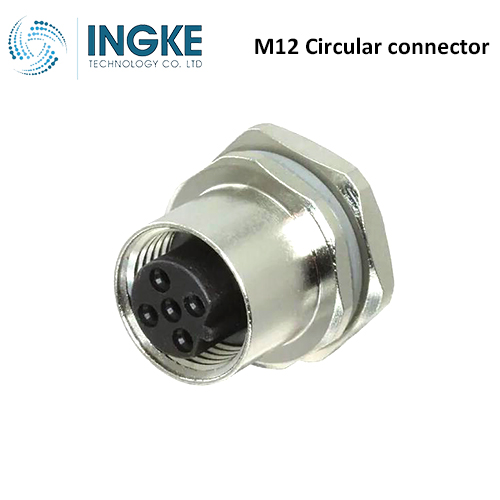 T4133412041-000 M12 Circular Connector Plug 4 Position Female Sockets Panel Mount IP67 B-Code Waterproof