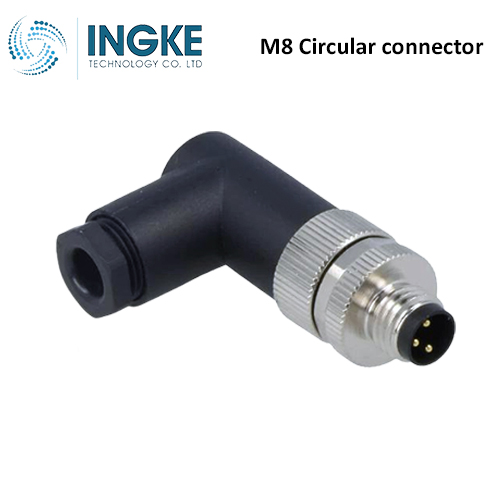 T4013008031-000 M8 Circular Connector Plug 3 Position Male Pins Screw IP67 Waterproof Right Angle