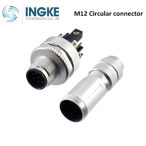 5-2271111-2 M12 Circular Connector Plug 8 Position Male Pins Screw A-Code IP67 Waterproof
