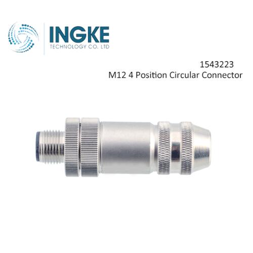 1543223 M12 4 Position Circular Connector Plug Male Pins IDC