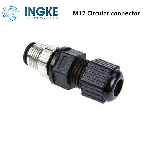 1838275-4 M12 Circular Connector Plug 8 Position Male Pins Solder Cup IP67 Waterproof