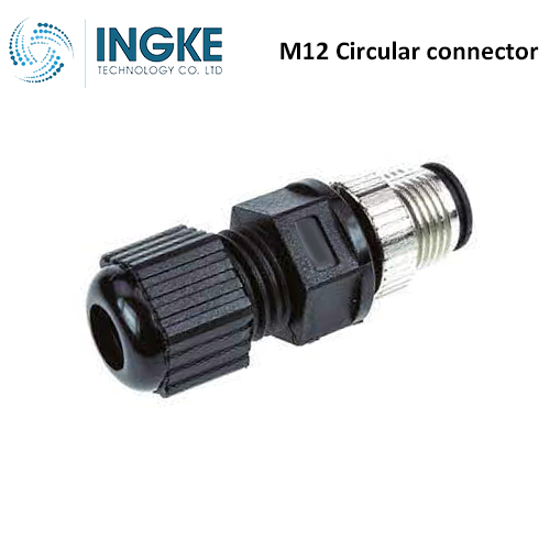 1838277-4 M12 Circular Connector Plug 8 Position Male Pins Solder Cup IP67 Waterproof