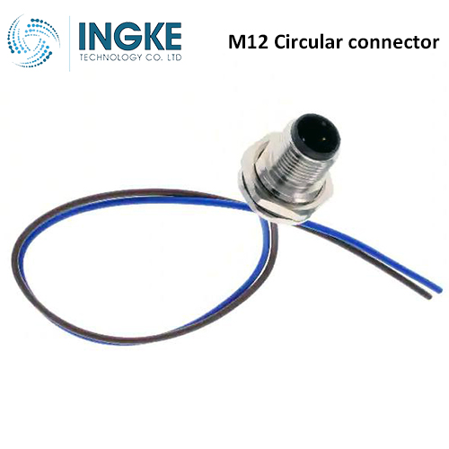 T4171010002-001 M12 Circular Connector Receptacle 2 Position Male Pins Panel Mount Waterproof IP67 A-Code