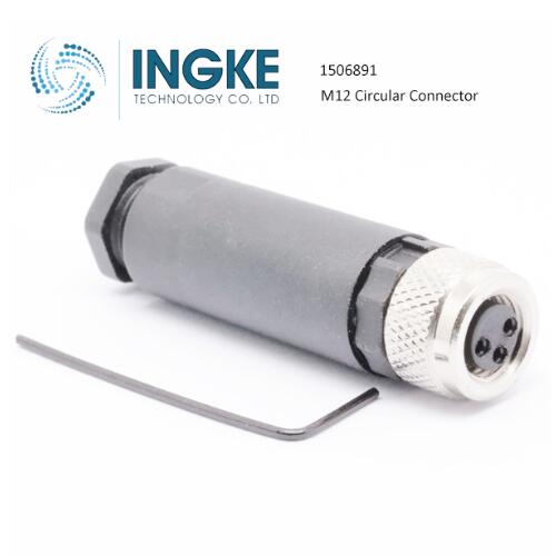 1506891 M12 Circular Connector 4 Position Receptacle Female Sockets Screw IP67 Dust Tight Waterproof
