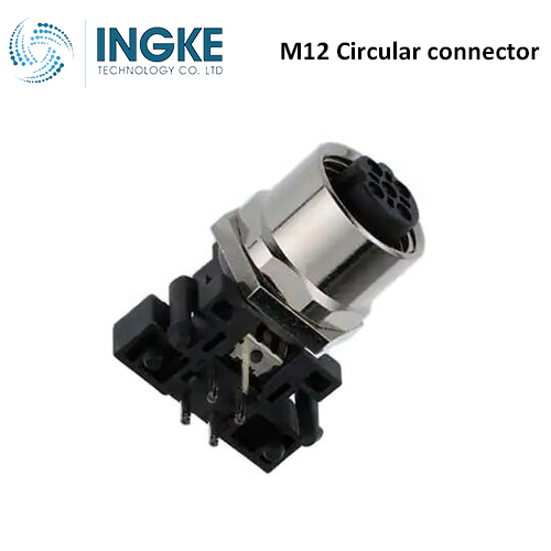 T4145515031-001 M12 Circular Connector Plug 3 Position Female Sockets Panel Mount IP67 D-Code Waterproof Right Angle