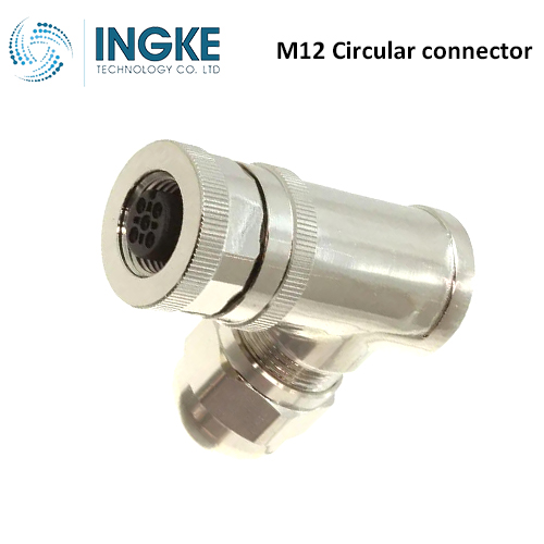 T4112411051-000 M12 Circular Connector Plug 5 Position Female Sockets Screw Right Angle IP67 Waterproof B-Code