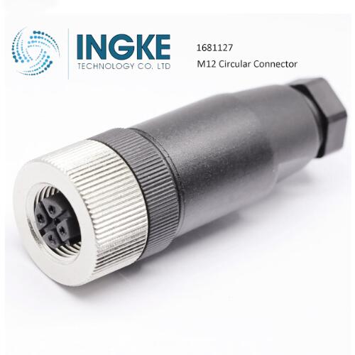 1681127 M12 Circular Connector 4 Position Receptacle Female Sockets Screw IP67 Dust Tight Waterproof