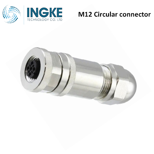 T4110411041-000 M12 Circular Connector Plug 4 Position Female Sockets Screw IP67 Waterproof B-Code