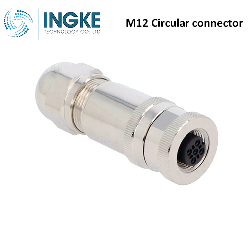 T4110012041-000 M12 Circular Connector Plug 4 Position Female Sockets Screw IP67 Waterproof A-Code