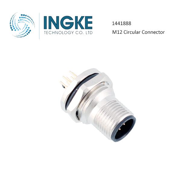 1441888 M12 Circular Connector 5 Position Plug Male Pins Solder Panel Mount Push Twist
