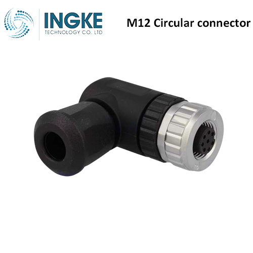 21033194801 M12 Circular Connector Plug 8 Position Female Sockets Screw Right Angle IP67 Waterproof A-Code