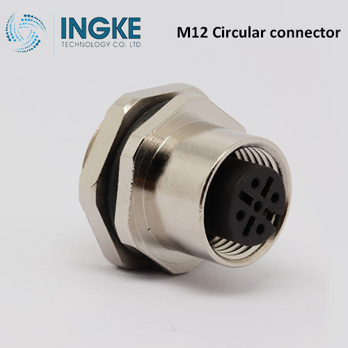 T4131512031-000 M12 Circular Connector Plug 3 Position Female Sockets Panel Mount IP67 D-Code Waterproof