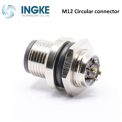 T4142512051-000 M12 Circular Connector Receptacle 5 Position Male Pins Panel Mount Waterproof IP67 D-Code