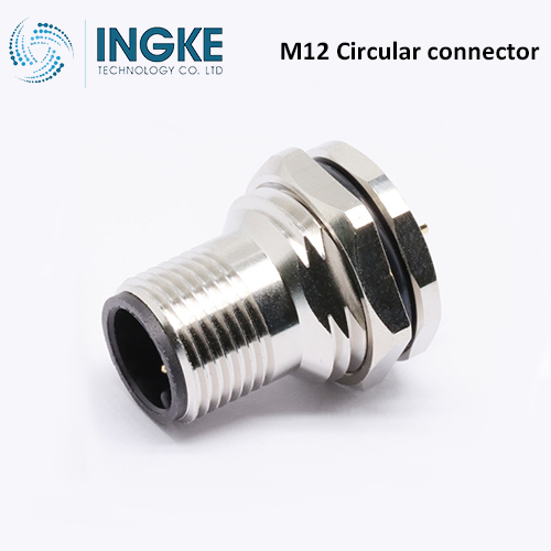 T4140412021-000 M12 Circular Connector Receptacle 2 Position Male Pins Panel Mount Waterproof IP67 B-Code