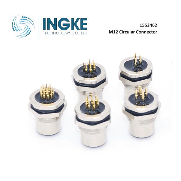 1553462 M12 4 Position Circular Connector Receptacle Female Sockets Solder
